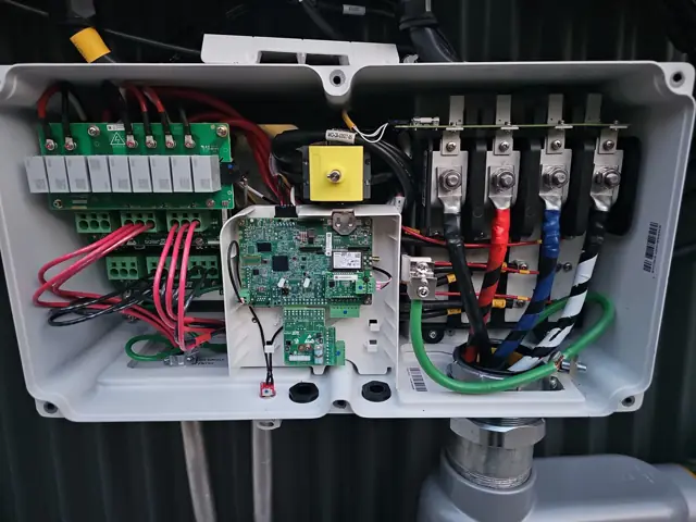 Wiring inside an open combiner box